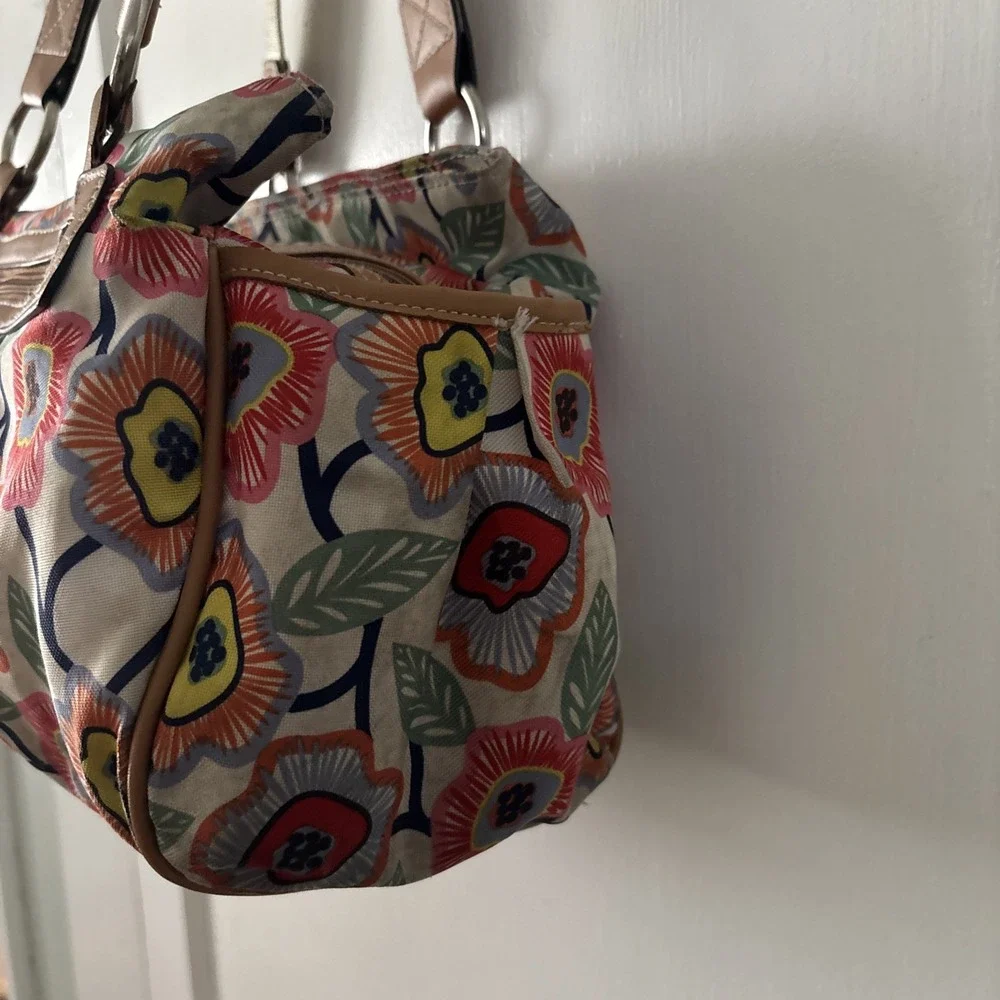 Lily Bloom Canvas Top Handle Bag Purse Floral Colorful Spring